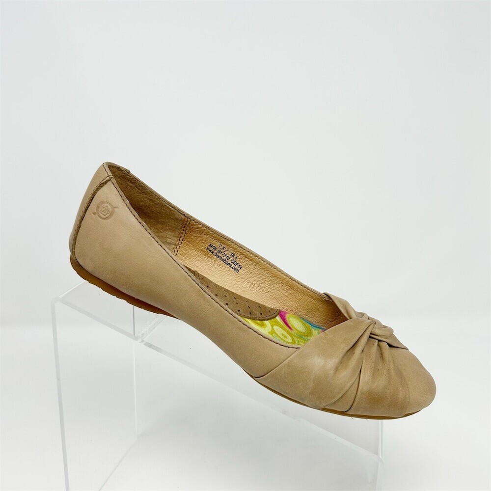 Børn Lilly Womens Ballet Flats Beige Slip-On Twist Knot Toe Casual Work Size 7.5